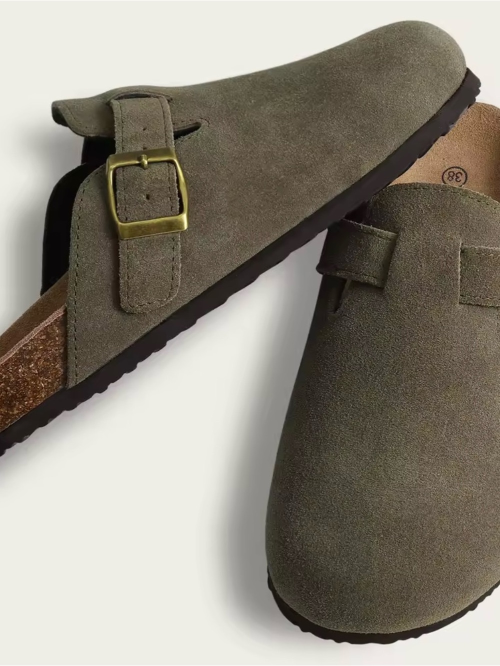 Olive Suede Slip-On Women's Clog Sandal